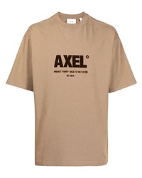 beige bedrucktes T-Shirt mit einem Rundhalsausschnitt von Axel Arigato