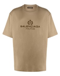 beige bedrucktes T-Shirt mit einem Rundhalsausschnitt von Balenciaga