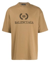 beige bedrucktes T-Shirt mit einem Rundhalsausschnitt von Balenciaga