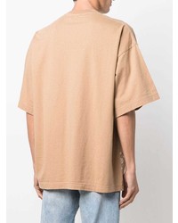 beige bedrucktes T-Shirt mit einem Rundhalsausschnitt von Palm Angels