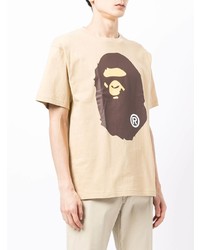 beige bedrucktes T-Shirt mit einem Rundhalsausschnitt von A Bathing Ape