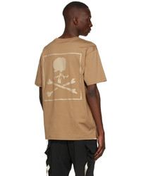 beige bedrucktes T-Shirt mit einem Rundhalsausschnitt von Mastermind World