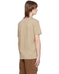 beige bedrucktes T-Shirt mit einem Rundhalsausschnitt von BOSS