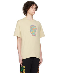 beige bedrucktes T-Shirt mit einem Rundhalsausschnitt von Brain Dead