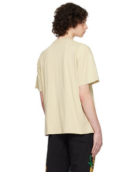 beige bedrucktes T-Shirt mit einem Rundhalsausschnitt von Brain Dead