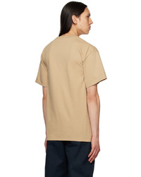 beige bedrucktes T-Shirt mit einem Rundhalsausschnitt von Noah