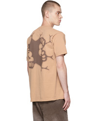 beige bedrucktes T-Shirt mit einem Rundhalsausschnitt von Awake NY