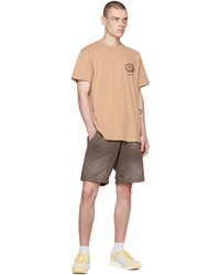 beige bedrucktes T-Shirt mit einem Rundhalsausschnitt von Awake NY