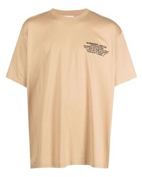 beige bedrucktes T-Shirt mit einem Rundhalsausschnitt von Burberry