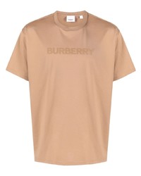 beige bedrucktes T-Shirt mit einem Rundhalsausschnitt von Burberry
