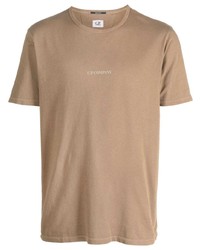 beige bedrucktes T-Shirt mit einem Rundhalsausschnitt von C.P. Company