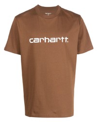 beige bedrucktes T-Shirt mit einem Rundhalsausschnitt von Carhartt WIP