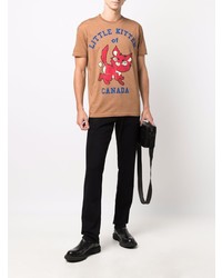 beige bedrucktes T-Shirt mit einem Rundhalsausschnitt von DSQUARED2