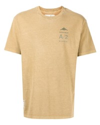 beige bedrucktes T-Shirt mit einem Rundhalsausschnitt von Chocoolate