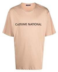 beige bedrucktes T-Shirt mit einem Rundhalsausschnitt von costume national contemporary
