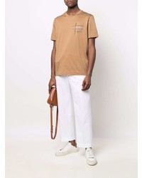 beige bedrucktes T-Shirt mit einem Rundhalsausschnitt von Z Zegna