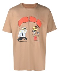beige bedrucktes T-Shirt mit einem Rundhalsausschnitt von CRENSHAW SKATE CLUB