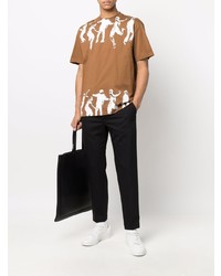 beige bedrucktes T-Shirt mit einem Rundhalsausschnitt von Neil Barrett