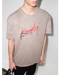 beige bedrucktes T-Shirt mit einem Rundhalsausschnitt von Ksubi