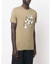 beige bedrucktes T-Shirt mit einem Rundhalsausschnitt von Karl Lagerfeld