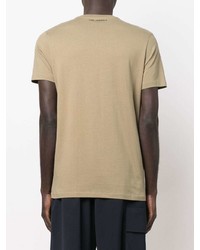 beige bedrucktes T-Shirt mit einem Rundhalsausschnitt von Karl Lagerfeld