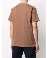 beige bedrucktes T-Shirt mit einem Rundhalsausschnitt von Snow Peak