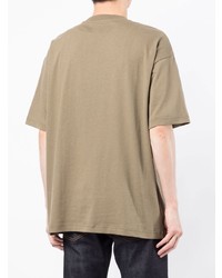 beige bedrucktes T-Shirt mit einem Rundhalsausschnitt von Chocoolate