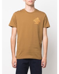 beige bedrucktes T-Shirt mit einem Rundhalsausschnitt von Diesel