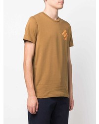 beige bedrucktes T-Shirt mit einem Rundhalsausschnitt von Diesel