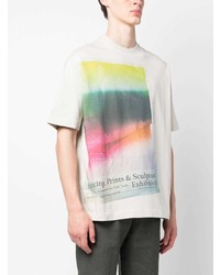 beige bedrucktes T-Shirt mit einem Rundhalsausschnitt von Paul Smith