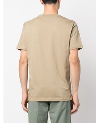 beige bedrucktes T-Shirt mit einem Rundhalsausschnitt von BOSS