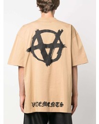 beige bedrucktes T-Shirt mit einem Rundhalsausschnitt von Vetements