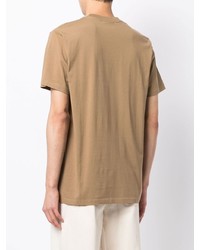 beige bedrucktes T-Shirt mit einem Rundhalsausschnitt von BLUEMARBLE