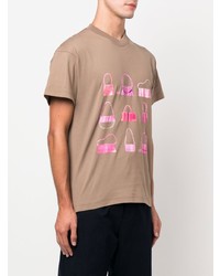 beige bedrucktes T-Shirt mit einem Rundhalsausschnitt von Jacquemus