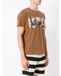 beige bedrucktes T-Shirt mit einem Rundhalsausschnitt von OSKLEN