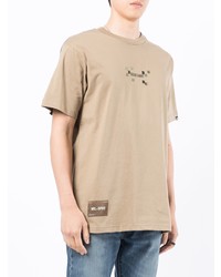 beige bedrucktes T-Shirt mit einem Rundhalsausschnitt von Izzue