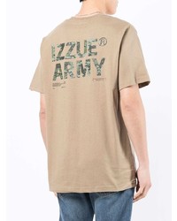 beige bedrucktes T-Shirt mit einem Rundhalsausschnitt von Izzue