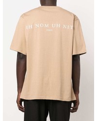 beige bedrucktes T-Shirt mit einem Rundhalsausschnitt von Ih Nom Uh Nit