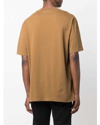 beige bedrucktes T-Shirt mit einem Rundhalsausschnitt von Han Kjobenhavn