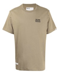 beige bedrucktes T-Shirt mit einem Rundhalsausschnitt von Izzue