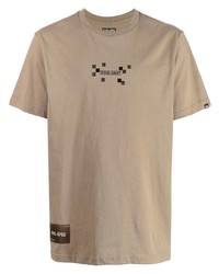 beige bedrucktes T-Shirt mit einem Rundhalsausschnitt von Izzue