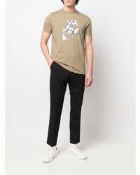 beige bedrucktes T-Shirt mit einem Rundhalsausschnitt von Karl Lagerfeld