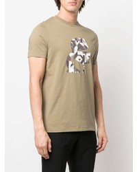 beige bedrucktes T-Shirt mit einem Rundhalsausschnitt von Karl Lagerfeld