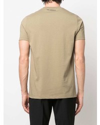 beige bedrucktes T-Shirt mit einem Rundhalsausschnitt von Karl Lagerfeld