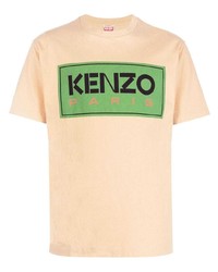 beige bedrucktes T-Shirt mit einem Rundhalsausschnitt von Kenzo