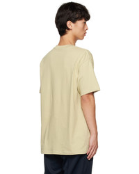 beige bedrucktes T-Shirt mit einem Rundhalsausschnitt von Dime