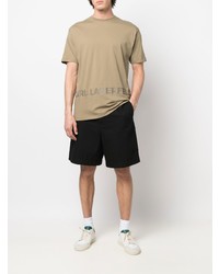 beige bedrucktes T-Shirt mit einem Rundhalsausschnitt von Karl Lagerfeld