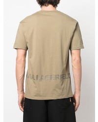 beige bedrucktes T-Shirt mit einem Rundhalsausschnitt von Karl Lagerfeld