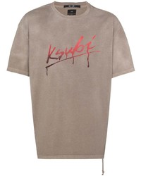 beige bedrucktes T-Shirt mit einem Rundhalsausschnitt von Ksubi