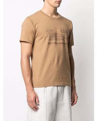 beige bedrucktes T-Shirt mit einem Rundhalsausschnitt von White Mountaineering